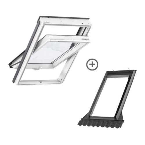 Zestaw okno VELUX GLU MK08 0061B 3-szybowe + kołnierz EDW 2000 falisty