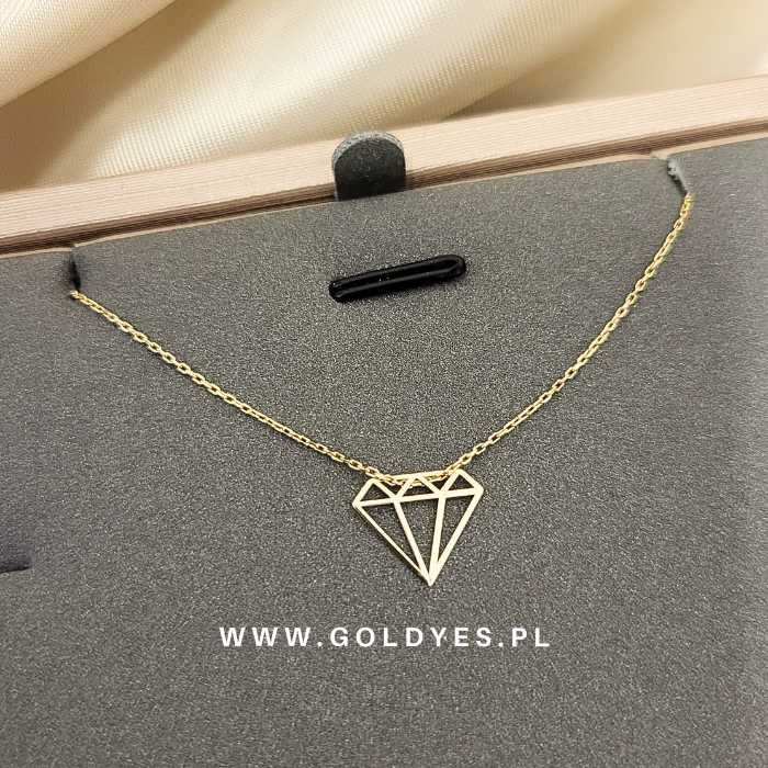Złoty łańcuszek z diamentem 585 14k
