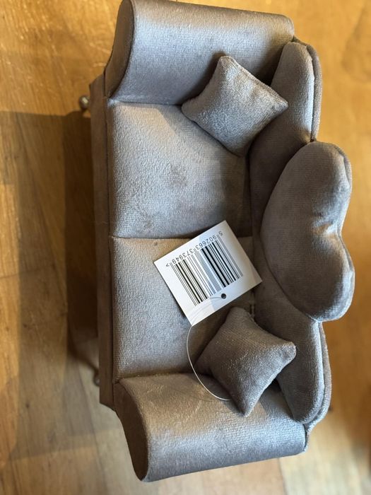Elegancka szkatułka otwierany kuferek sofa szara-