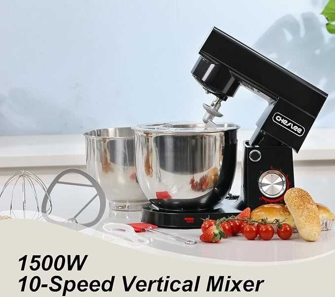 CHeflee Robot kuchenny, 1500 W z miską ze stali nierdzewnej 4,5 i 5,5