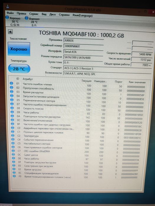 Hdd2.5 на 1Tb Toshiba