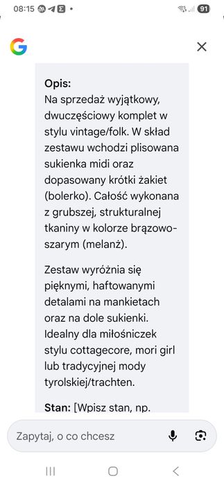 Spódnica z bolerkiem roz 140