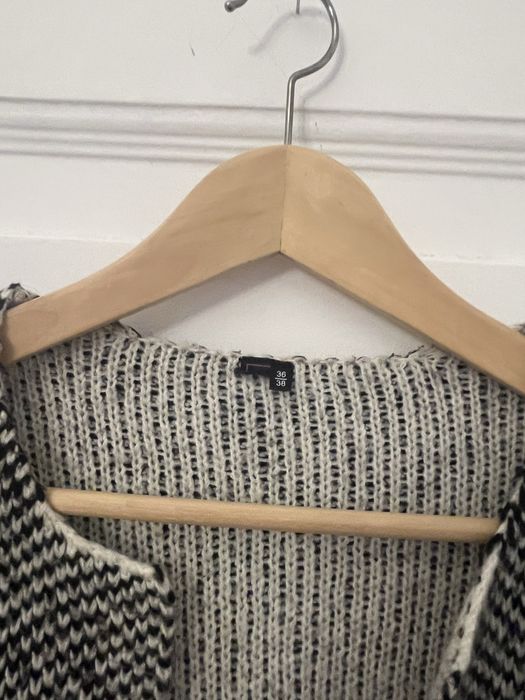 Długi kardigan Bonprix czarno-biały melanż 36/38