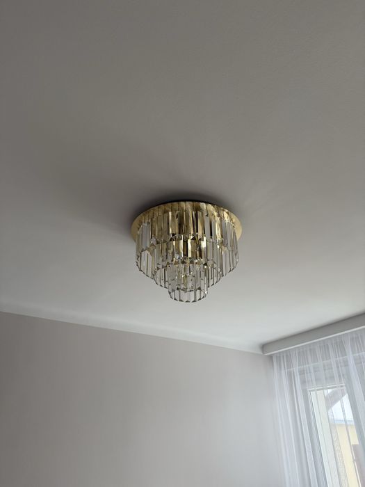 Lampa sufitowa złota z kryształkami