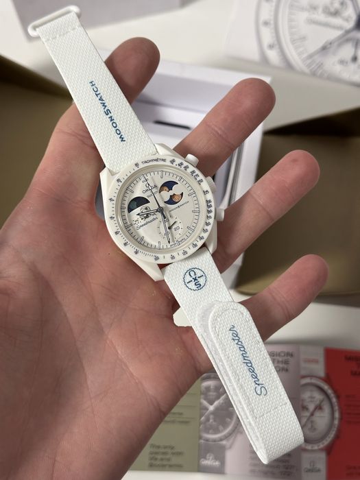 Omega x Swatch MoonSwatch Mission to the Moonphase Full Moon komplet, biały