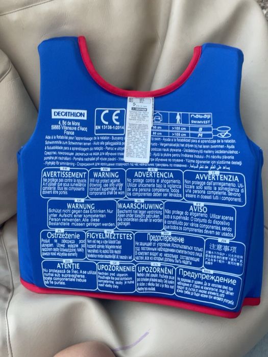 Colete de natação infantil Nabaiji Decathlon tamanho M