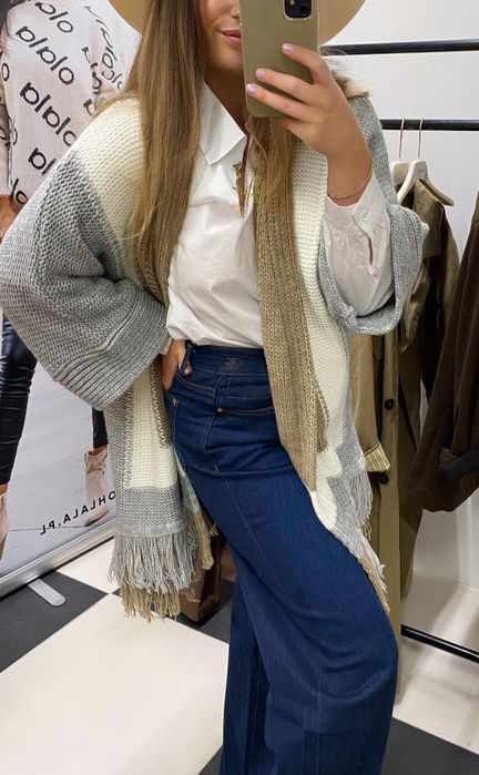 Kardigan boho z frędzlami