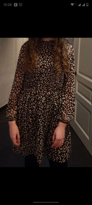 Класна плісирована шифонова леопардова сукня DeFacto 36 розмір