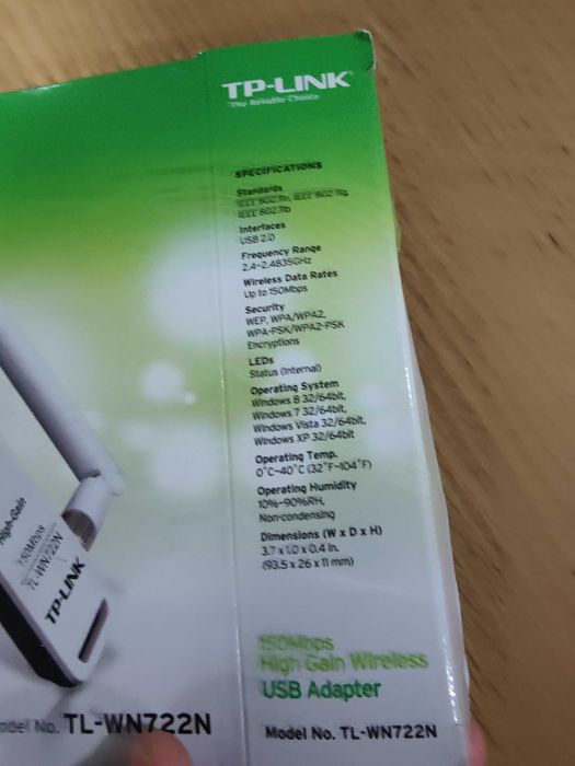 Adaptador Wi-Fi USB TP-Link TL-WN722N – 150 Mbps (Antena externa)