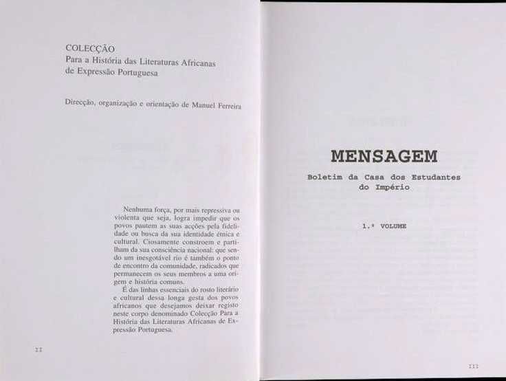 Mensagem, Boletim da Casa dos Estudantes do Império, 2 volumes