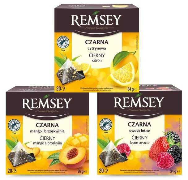 Suplement herbata czarna Remsey cytrynowa owoc leśne mango brzoskwinia