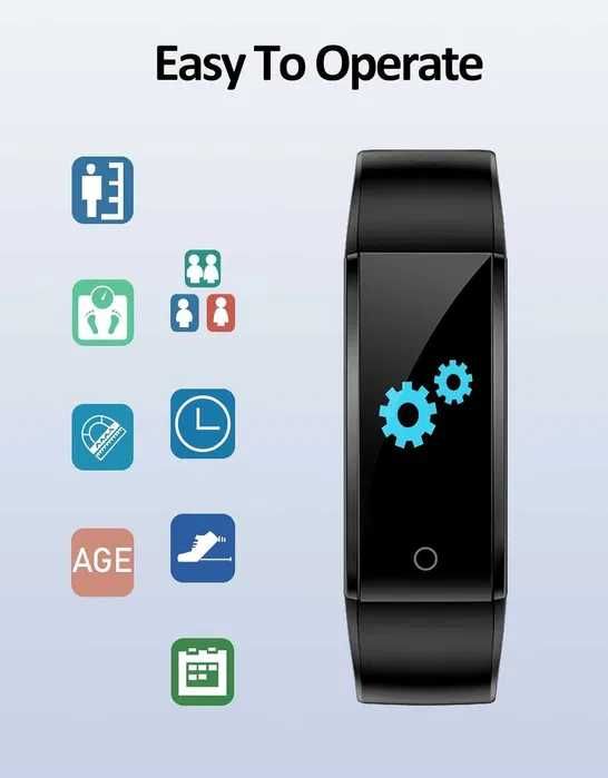 GRV Fitness Tracker bez Bluetooth, krokomierz, nowy, czarny miniband