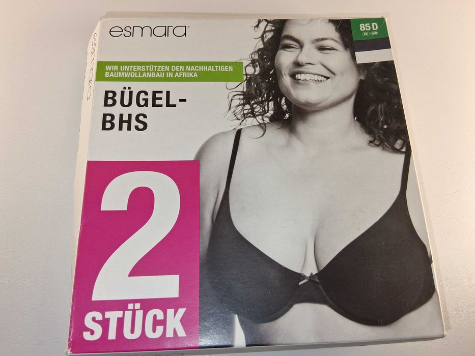 A286 Biustonosze Esmara z Fiszbinami 2-pak Biały i Czarny 85D
