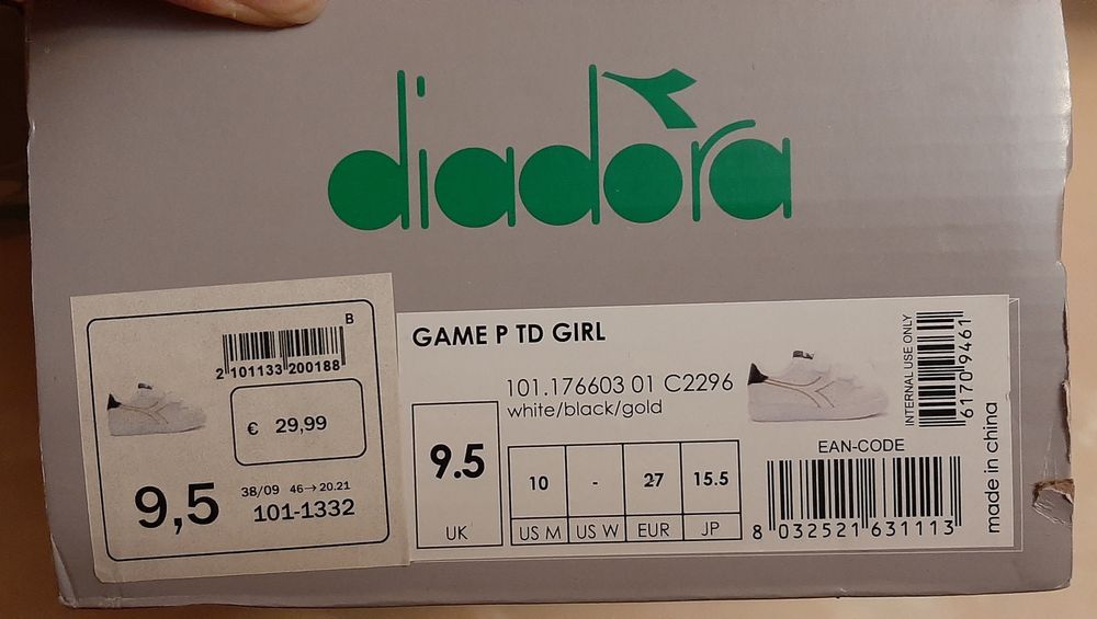 Кросівки кроссовки для дівчинки Diadora (16см)