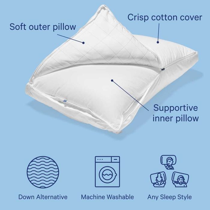 Casper Sleep oryginalna poduszka z mikrofibry do spania 65 x 45 cm