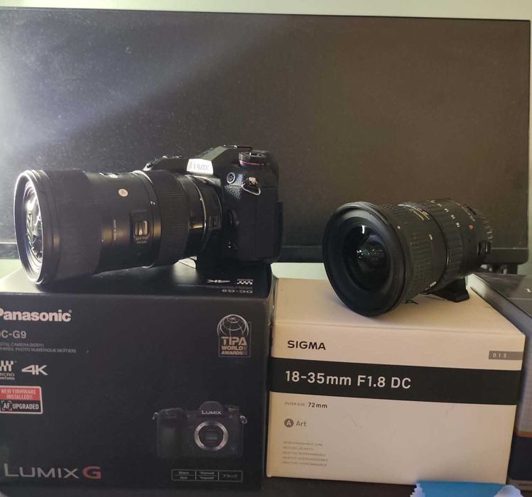 Aparat Panasonic G9 + Sigma Art 18-35 F1.8 + Tokina 11-16 F2.8 + Viltrox i metabones ultra 0.71 ef to m/43