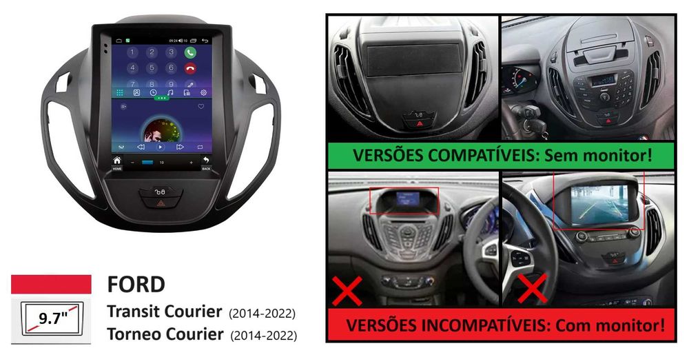 (NOVO) Rádio 2DIN 9.7" Ford TRANSIT / TOURNEO Courier • Tesla Android