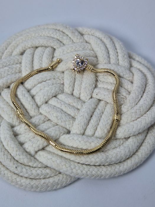 Złota 585 bransoletka żmijka typu Pandora 19 cm