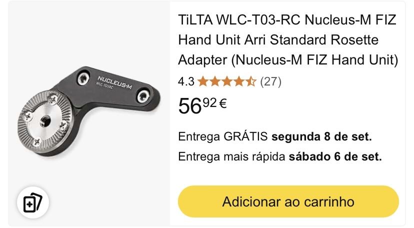 Follow Focus Tilta nucleus N com comando Nucleu M