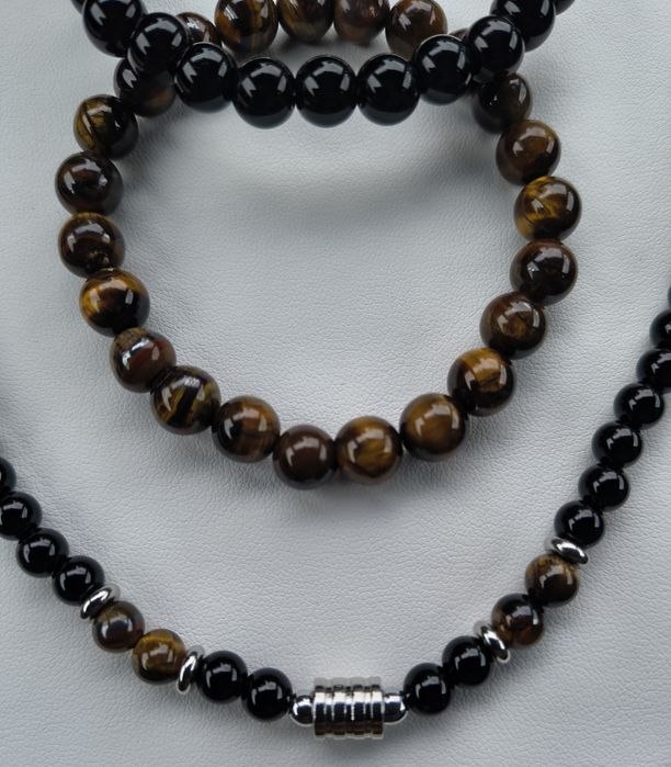 Naszyjnik i 2 bransoletki z kamienia naturalnego