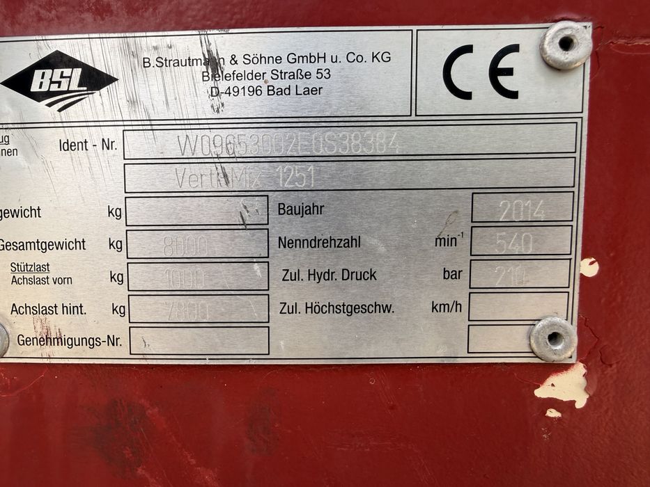 Wóz paszowy, paszowóz Strautmann Verti Mix 1251