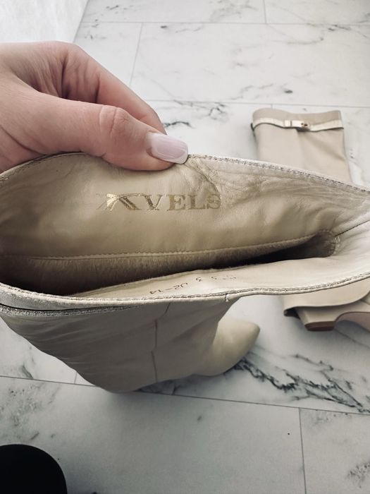 Сапожки шкіра бежеві акція