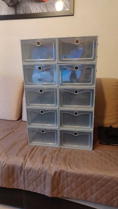 Organizer na buty PREMIUM 10 pudełek regał półka pojemniki separator