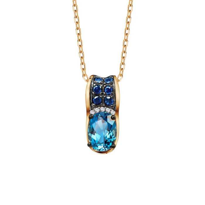 Złota zawieszka z diamentami 11742 Verona próba 585 London Blue Topaz