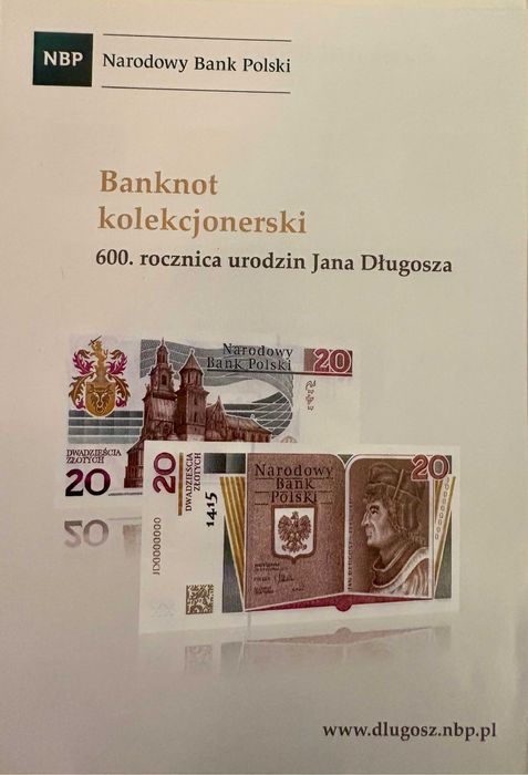 Unikat! Banknot 20 zł Jan Długosz 2015-Niski nakład, Stan UNC, Okazja