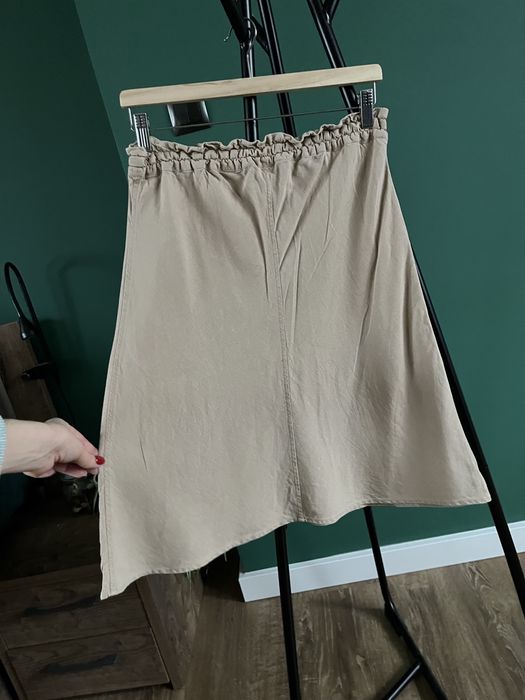 Spódnica mini midi maxi beidge beż Brown brązowa lniana len linen H&M