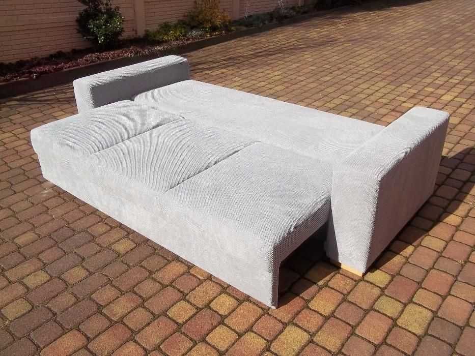 Sofa/narożnik z dostawianą pufą//szeroka pow spania na sprężynach