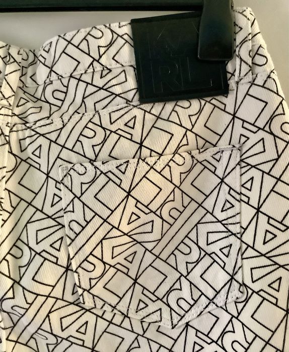 Karl Lagerfeld jeansy logowane, biale/czarne logo, rozmiar 29