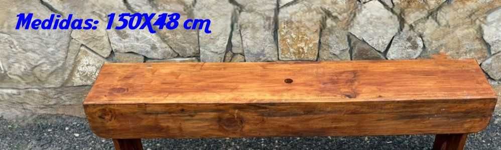 Banco rustico tradicional, feito com sobras de madeira, 150X48 cm