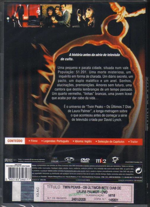 Filme em DVD: Twin Peaks Os Últimos 7 Dias de Laura Palmer - SELADO!
