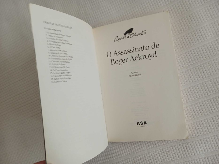 Livro O assassinato de Roger Ackroyd nº1, de Agatha Christie