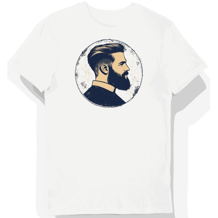 Koszulka męska biała z motywem vintage barber 3XL