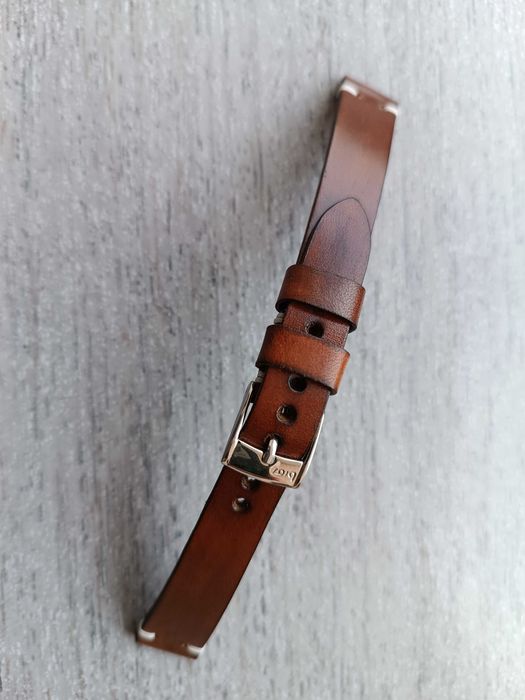 Skórzany damski pasek zegarka 14/12 mm orzech