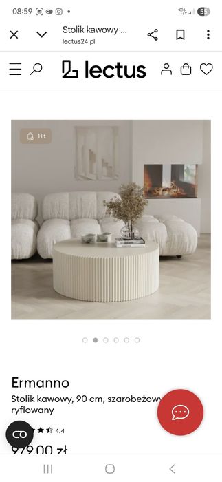 Stolik kawowy okrągły ryflowany