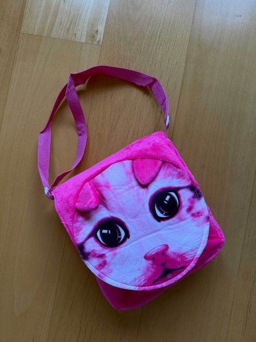 Różowa torebka Kotek z uszami, plusz, nowa