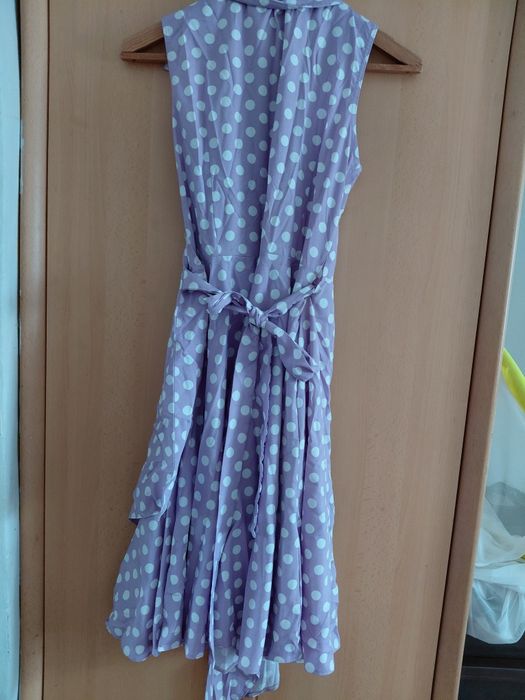 Літня сукня міді на запах лавандового кольору, 48-50 розмір