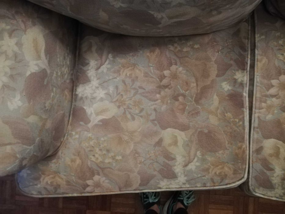 Sofá de 3 lugares e 2 sofás individuais de veludo floral