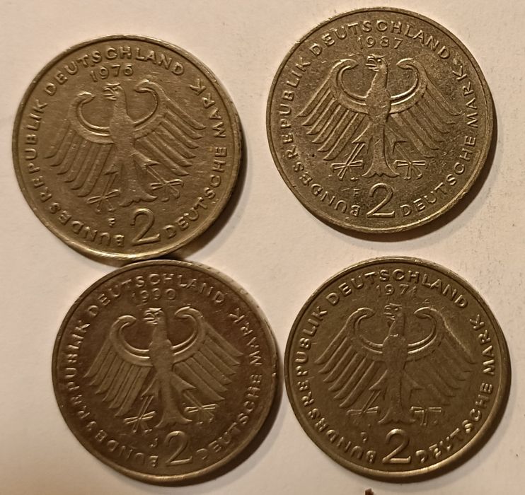 Moedas e Nota Europa. ALEMANHA. Marco
