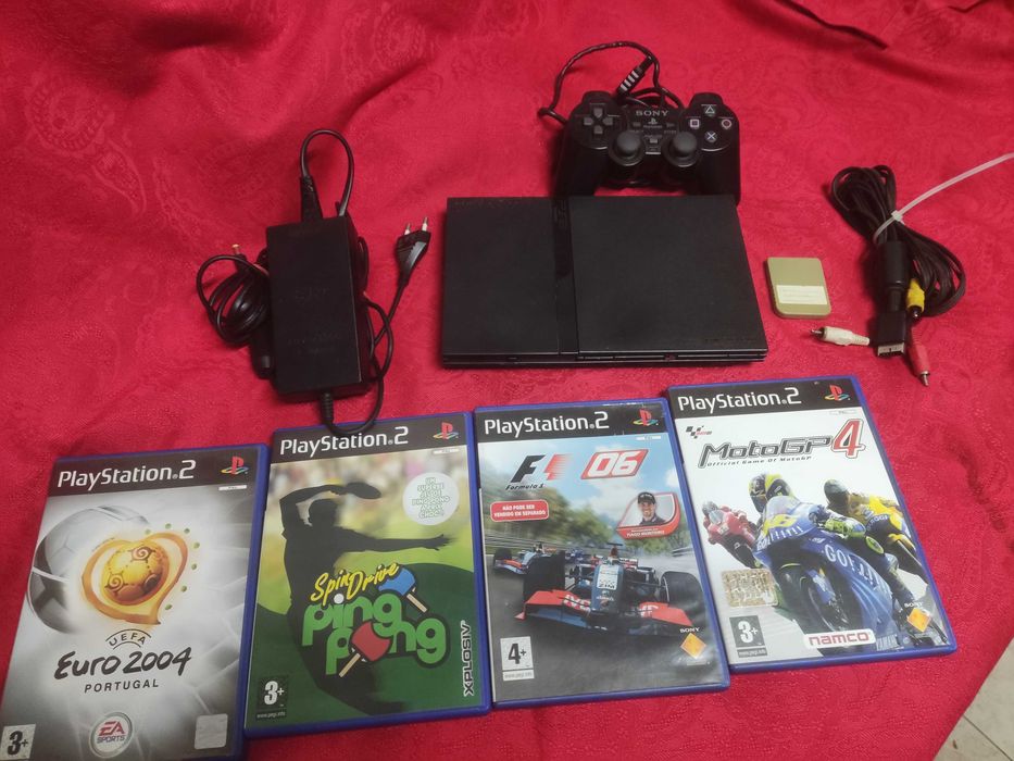 Playstation 2 Slim ( completa)- 1 comando original - cartão - 4 jogos