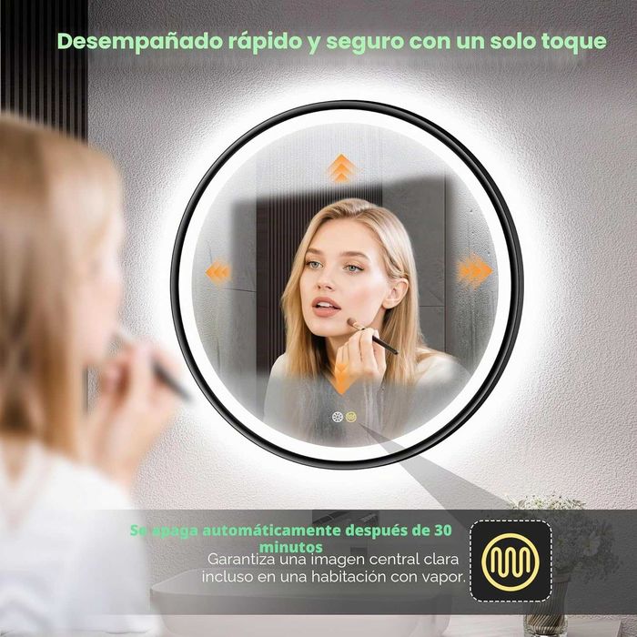 Espelho de Casa de Banho S'bagno com LED Redonda 80 cm