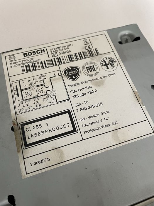 Auto Radio Original Fiat 500c + Grelhas Ventilação