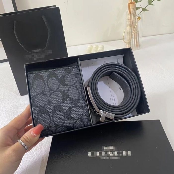 Купити подарунковий набір Coach, ОРИГІНАЛ, унісекс, ремінь, гаманець,к