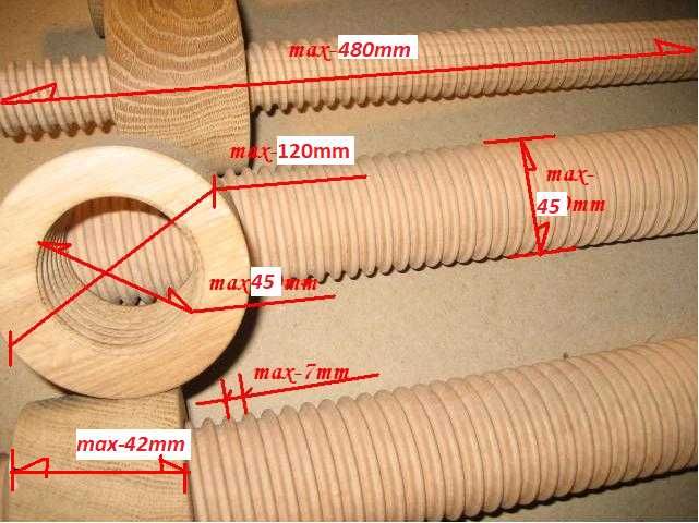 Śruby drewniane -od  fi-19 do fi-45mm (wym.- standard i na zamówienie)