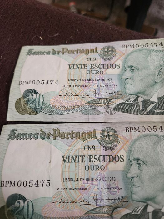 Antigas notas de 20 escudos