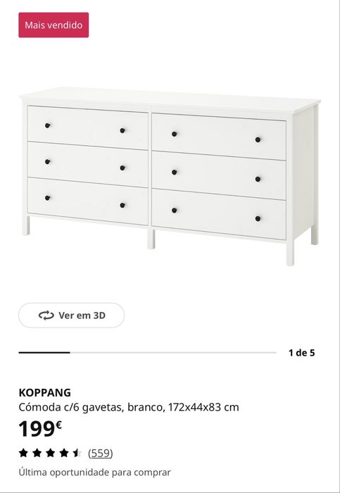 Cómoda 6 gavetas Ikea Koppang