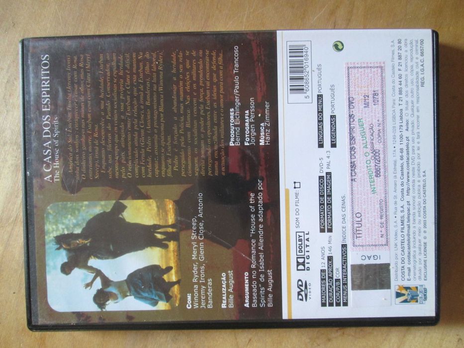 DVD A Casa dos Espíritos, Jeremy Irons, Meryl Streep, Winona Ryder